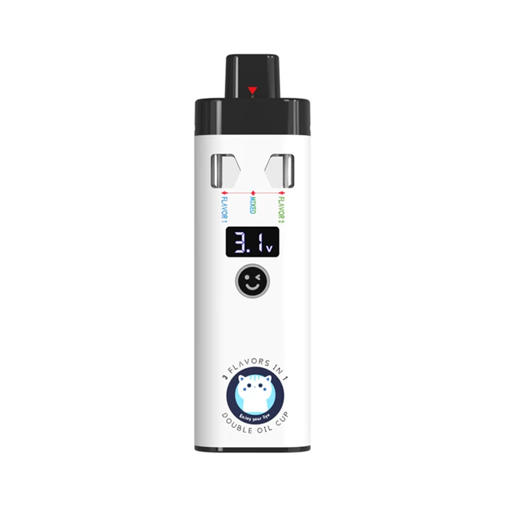 2 Oil Cups Dual Flavor Preheat CBD/THC/HHC Disposable Vape Pen With Screen